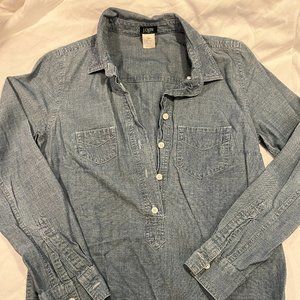 J. Crew Women's Chambray Half Button Down Shirt Size XS